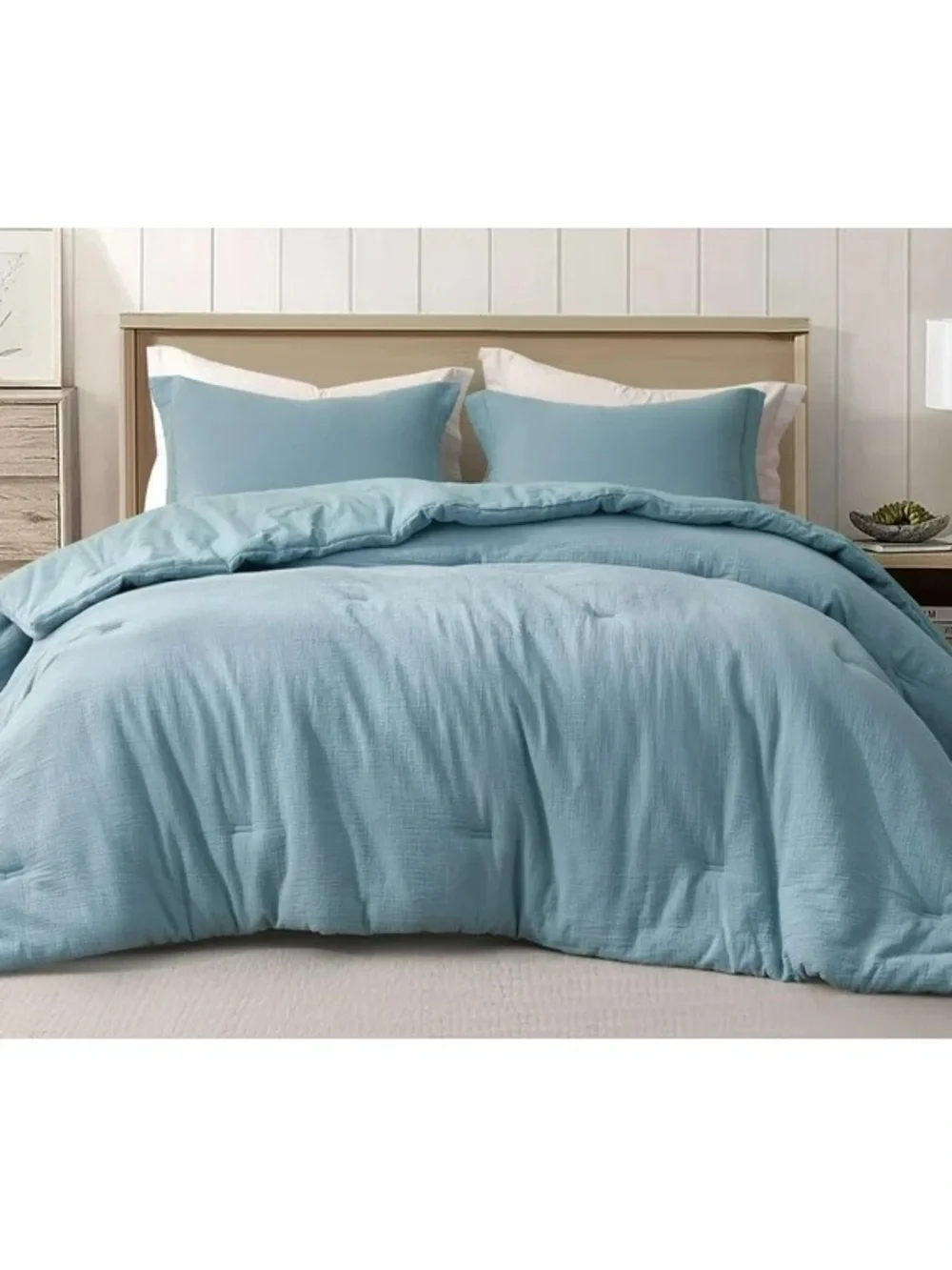 Blue Cotton cal king 3 piece Comforter Set